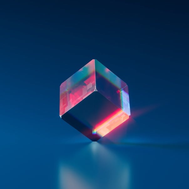 3d cube stood on its tip